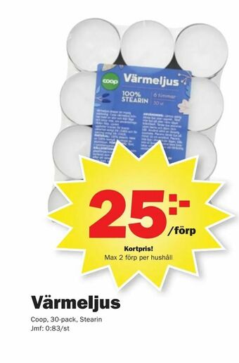Pekås Värmeljus erbjuda