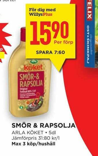 Willys Hemma Smör & rapsolja erbjuda