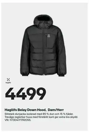 XXL Haglöfs Belay Down Hood, Dam/Herr erbjuda