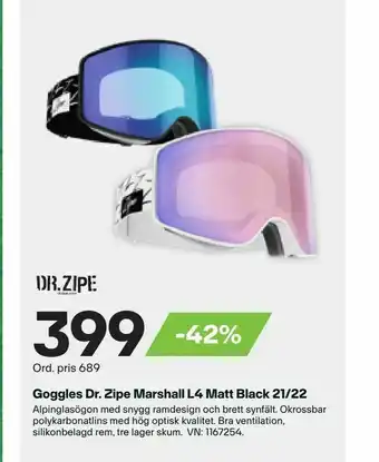 XXL Goggles Dr. Zipe Marshall L4 Matt Black 21/22 erbjuda