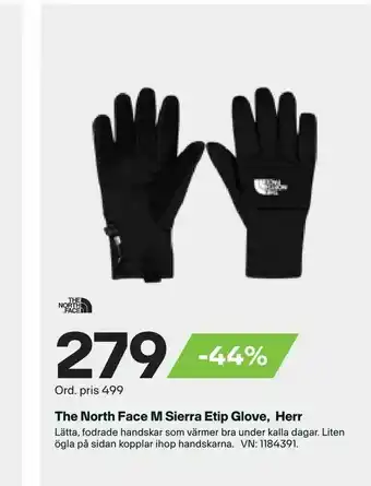 XXL The North Face M Sierra Etip Glove, Herr erbjuda