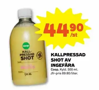 Stora Coop Kallpressad shot av ingefära erbjuda