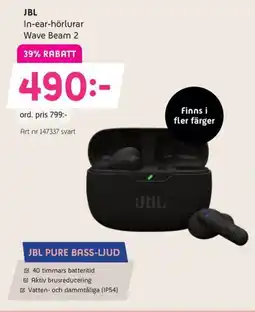 Elon JBL In-ear-hörlurar wave beam 2 erbjuda