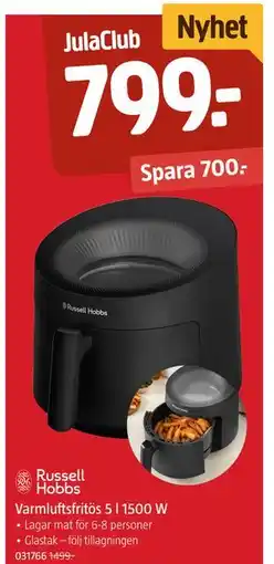 Jula Varmluftsfritös 5 l 1500 W erbjuda