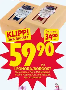 Ica Hajen Lagpris WERNERSSONS Leonora/borgost erbjuda
