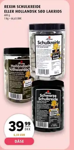 Scandinavian Park Rexim schulkreide eller hollandsk sød lakrids erbjuda