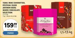 Scandinavian Park Toms mini favoritter, festival eller anthon berg mixed chocolate selection erbjuda