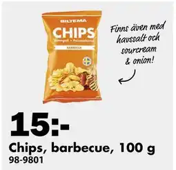 Biltema Chips, barbecue, 100 g erbjuda