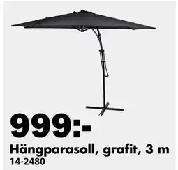 Biltema Hängparasoll, grafit, 3 m erbjuda