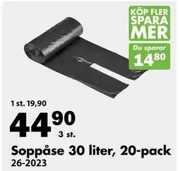 Biltema Soppåse 30 liter, 20-pack erbjuda