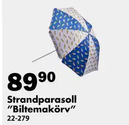 Biltema Strandparasoll ”Biltemakörv” erbjuda