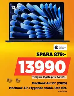 Power Apple Macbook Air 13" (2025) MacBook Air. Flygande snabb. Och lätt. erbjuda