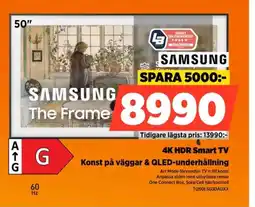 Power SAMSUNG 4K HDR Smart TV Konst på väggar & QLED-underhållning erbjuda