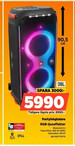 Power JBL Partyhögtalare RGB-ljuseffekter erbjuda