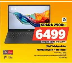 Power Hp 15,6" bärbar dator Kraftfull Ryzen 7-processor erbjuda