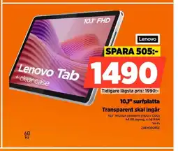 Power Lenovo 10,1" surfplatta Transparent skal ingår erbjuda