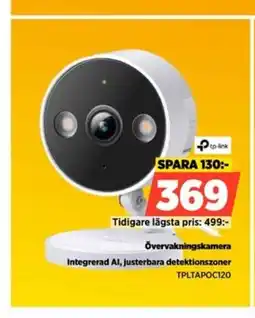 Power Tp-link övervakningskamera integrerad al, justerbara detektionszoner erbjuda