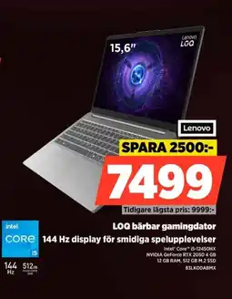 Power Lenovo LOQ bärbar gamingdator CORE 144 Hz display för smidiga spelupplevelser erbjuda