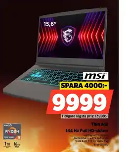 Msi thin a15 144 hz full hd-skärm