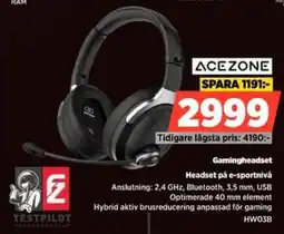 Power ACEZONE Gamingheadset Headset på e-sportnivå erbjuda