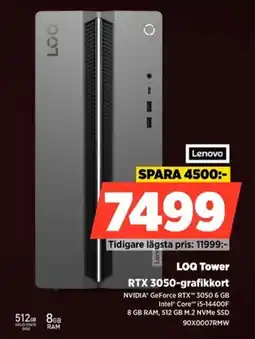 Power Lenovo LOQ Tower RTX 3050-grafikkort erbjuda