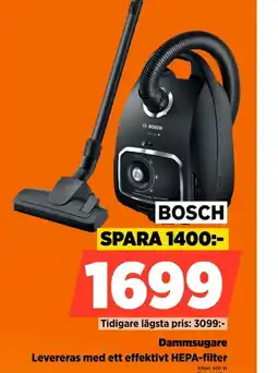 Power BOSCH Dammsugare Levereras med ett effektivt HEPA-filter erbjuda