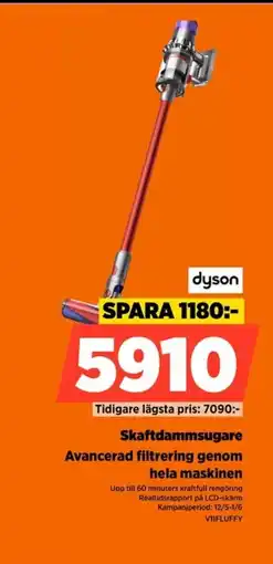 Power Dyson skaftdammsugare avancerad filtrering genom hela maskinen erbjuda