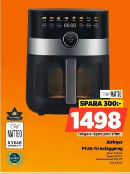 Power Chef MATTEO Airfryer PFAS-fri beläggning erbjuda