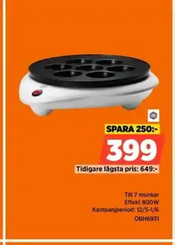 Till 7 munkar Effekt 800W Kampanjperiod: 12/5-1/6