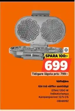 Våffeljärn Gör två våfflor samtidigt