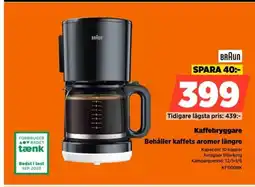 Power BRAUN Kaffebryggare Behåller kaffets aromer längre erbjuda