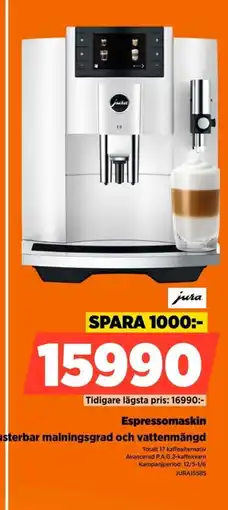 Jura espressomaskin justerbar malningsgrad justerbar malningsgrad och vattenmängd justerbar malningsgrad och vattenmängd