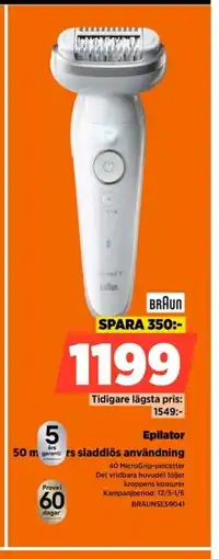 Power BRAUN Epilator 50 m garantirs sladdlös användning erbjuda