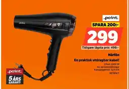 Power Point. hårfön en praktisk utdragbar kabel! erbjuda