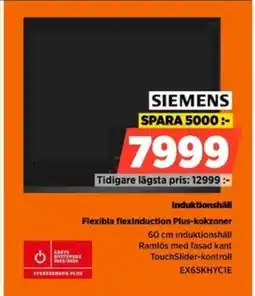 Power SIEMENS Induktionshäll Flexibla flexInduction Plus-kokzoner erbjuda