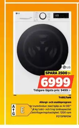 Power LG Tvätt/tork Allergi- och snabbprogram erbjuda