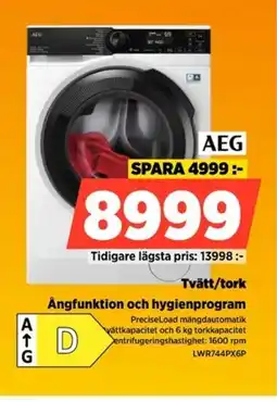 Power Tvätt/tork Ångfunktion och hygienprogram erbjuda