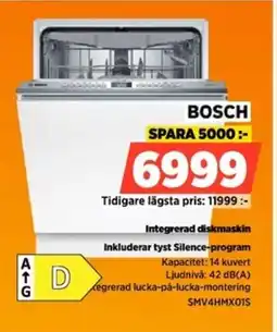 Power BOSCH Integrerad diskmaskin Inkluderar tyst Silence-program erbjuda
