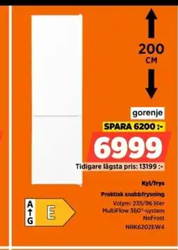 Power Gorenje kyl/frys praktisk snabbfrysning erbjuda