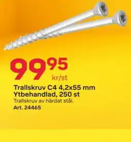 Byggmax Trallskruv C4 4,2x55 mm Ytbehandlad, 250 st Trallskruv av härdat stål. Art. 24465 erbjuda