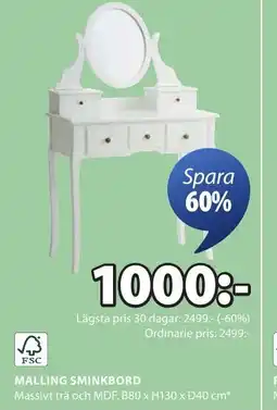 JYSK MALLING SMINKBORD erbjuda