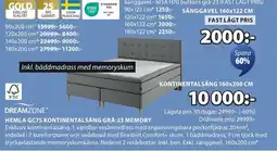 JYSK HEMLA GC75 KONTINENTALSÄNG GRÅ-23 MEMORY erbjuda