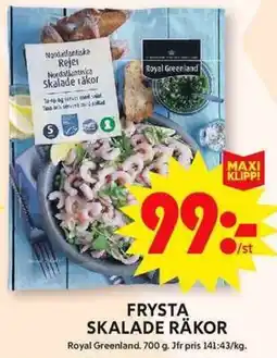 ICA Maxi ROYAL GREENLAND Frysta skalade räkor erbjuda