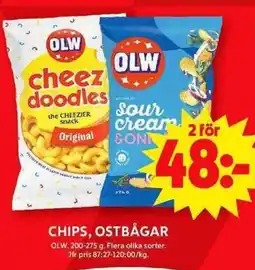 ICA Maxi OLW Chips, ostbågar erbjuda