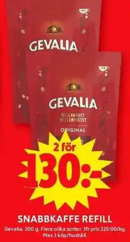 ICA Maxi GEVALIA Snabbkaffe refill erbjuda