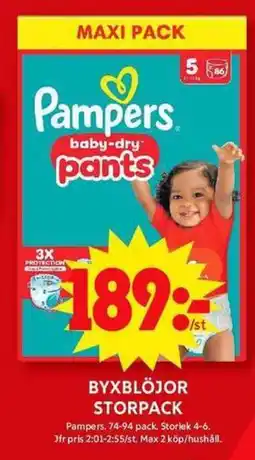 ICA Maxi PAMPERS Byxblöjor storpack erbjuda