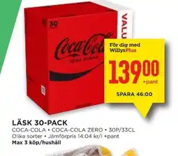 Willys COCA-COLA Läsk 30-pack erbjuda