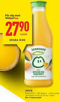 Willys INNOCENT Juice erbjuda