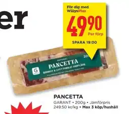 Willys GARANT Pancetta erbjuda