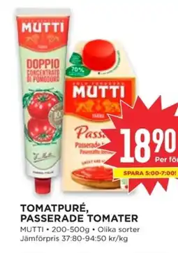 Willys MUTTI Tomatpuré, passerade tomater erbjuda